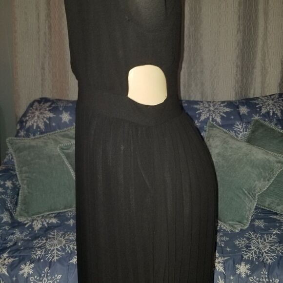 Paintcolors Women's Long Puff Sleeve Pleated Long Maxi Dress Cutout High Waist M - Picture 7 of 14